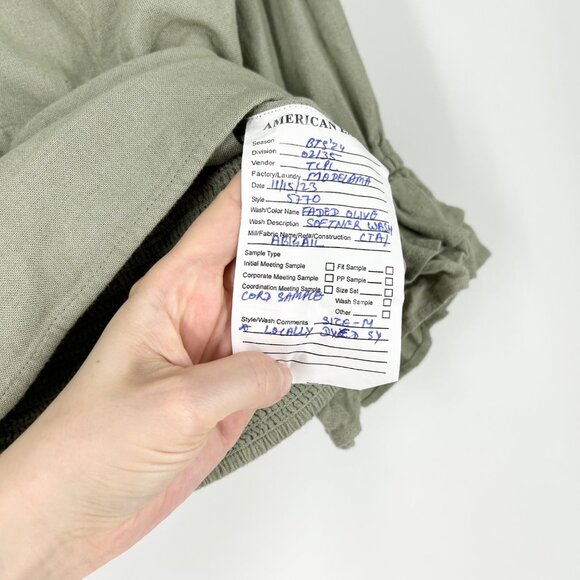 American Eagle Short Sleeve Cropped Blouse in Faded Olive - Picture 5 of 5